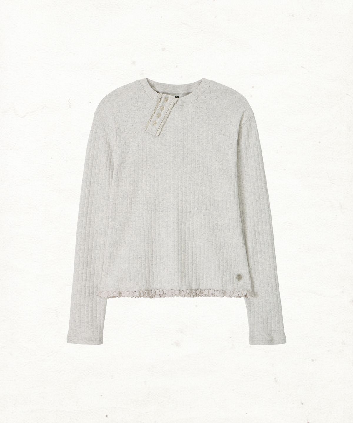 단델(DANDEL) DD diagonal henley neck long sleeve (LIGHT GREY)