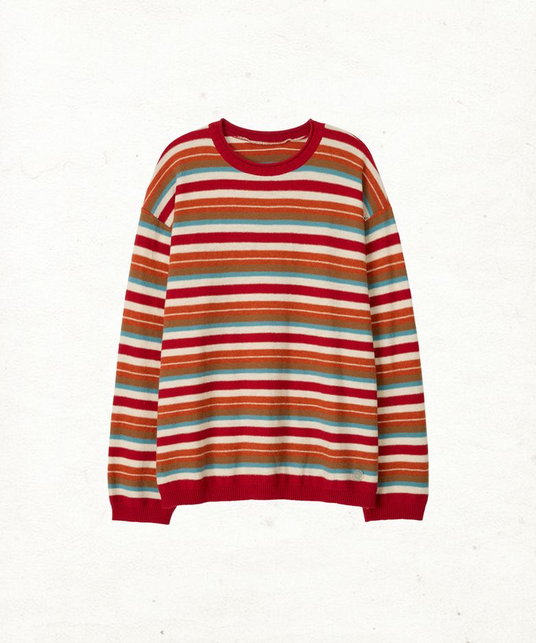 DD mori stripe damaged knit (RED)