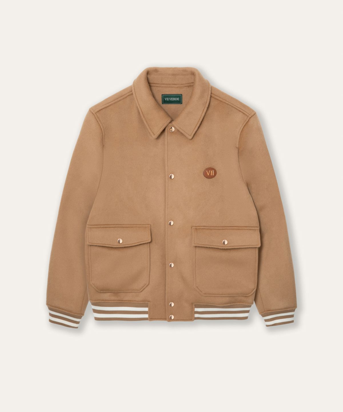 비베르데(VIIVERDE) Wool Varsity Jacket Camel