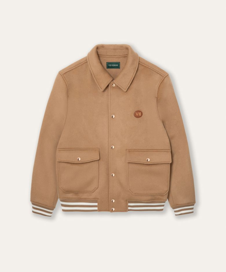 Wool Varsity Jacket Camel