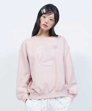 아플리케 플로럴 로고 맨투맨 PINK