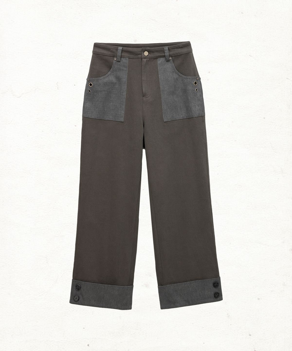 단델(DANDEL) DD dyed fatigue roll-up pants (CHARCOAL)