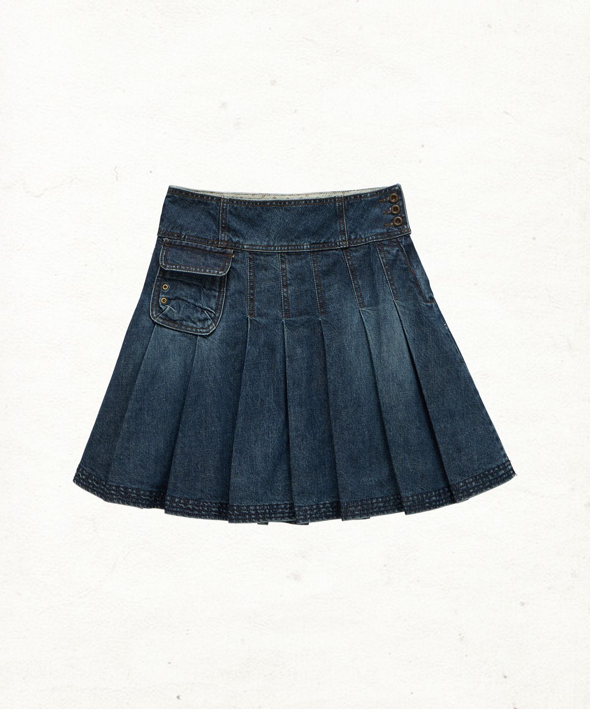 단델(DANDEL) DD four-stitch denim skirt (INDIGO)