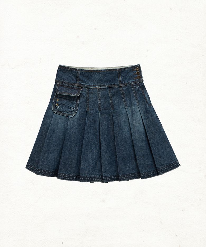 DD four-stitch denim skirt (INDIGO)