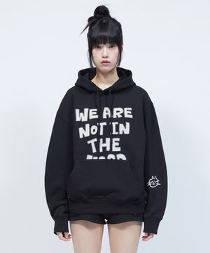 레터링 캣 포인트 그래픽 후드 BLACK