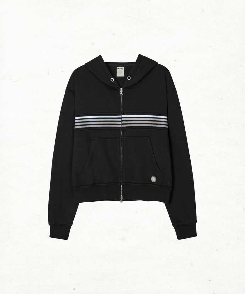 DD chest panel hoodie zip-up (BLACK)