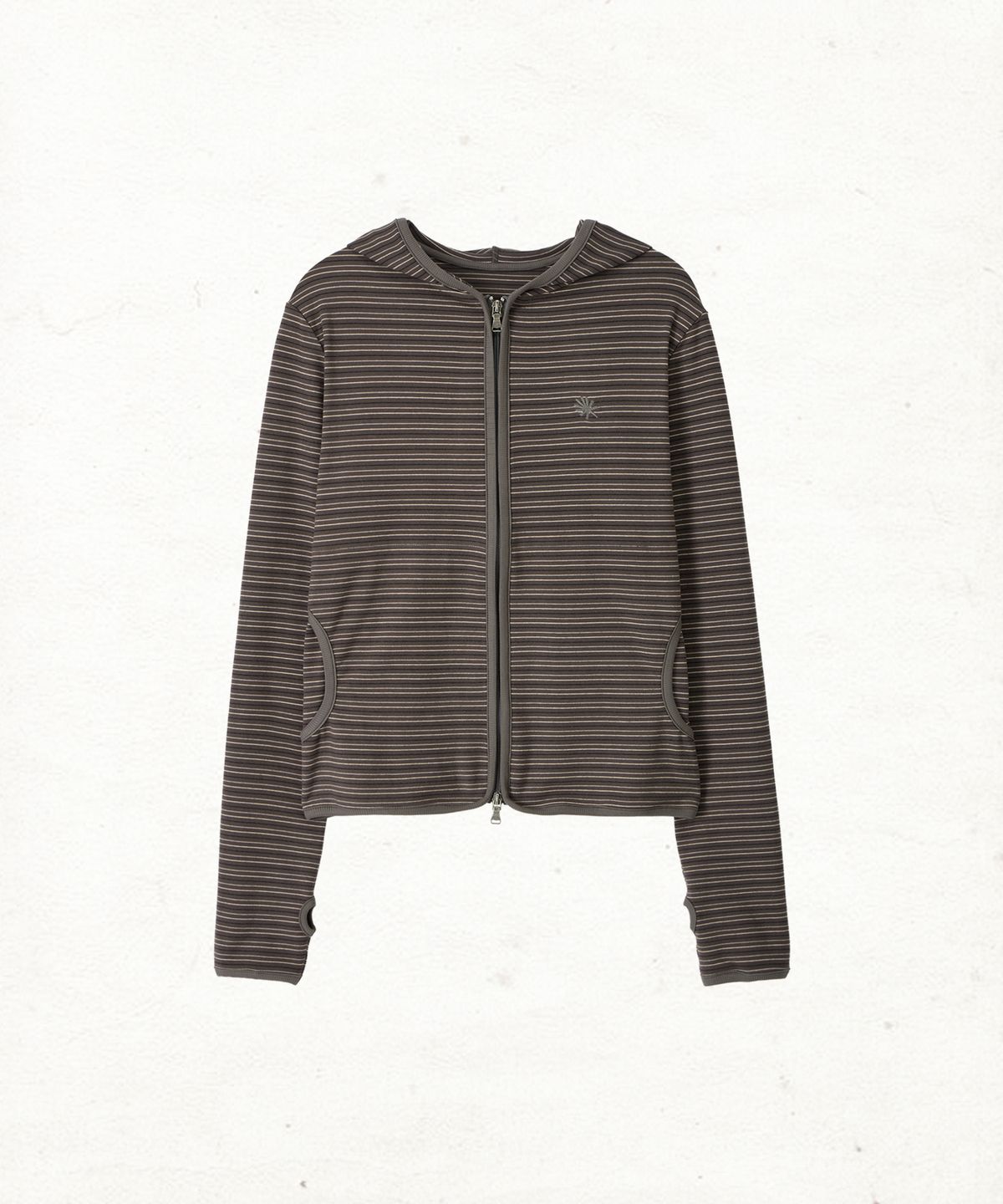 단델(DANDEL) DD stripe trim hoodie zip-up (BROWN)