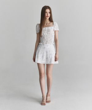 플로럴 플레어 스커트 (화이트)