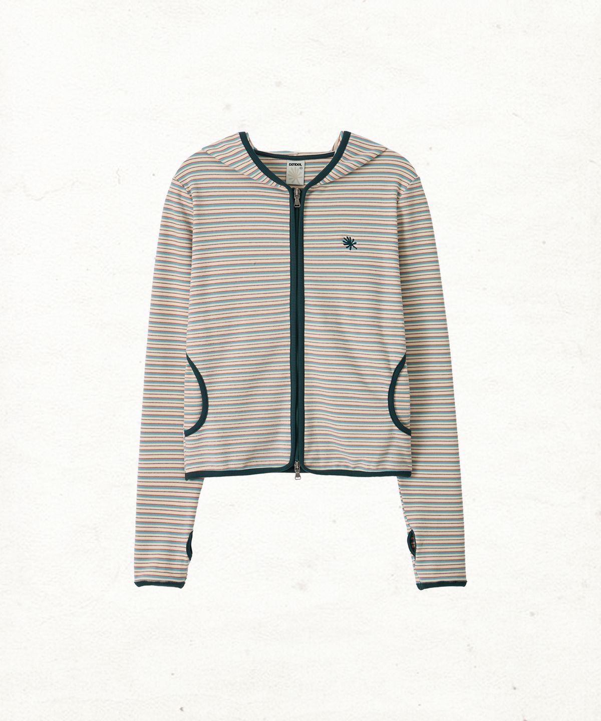 단델(DANDEL) DD stripe trim hoodie zip-up (MINT)