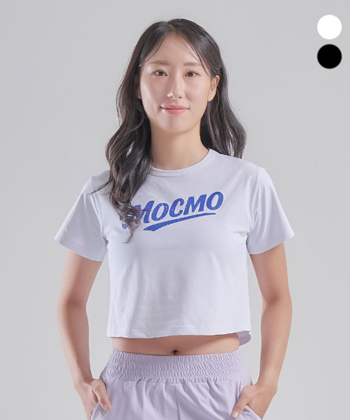 모크모(MOCMO) MOCMO 크랙 레터링 크롭 반팔 티셔츠