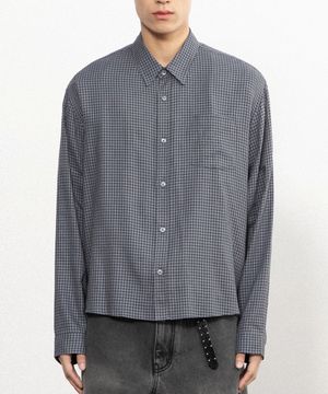 로우라인 크롭 체크셔츠 [슬레이트 그레이]