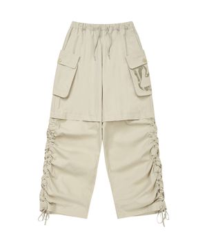 셔링 포인트 스트링 카고 팬츠 BEIGE