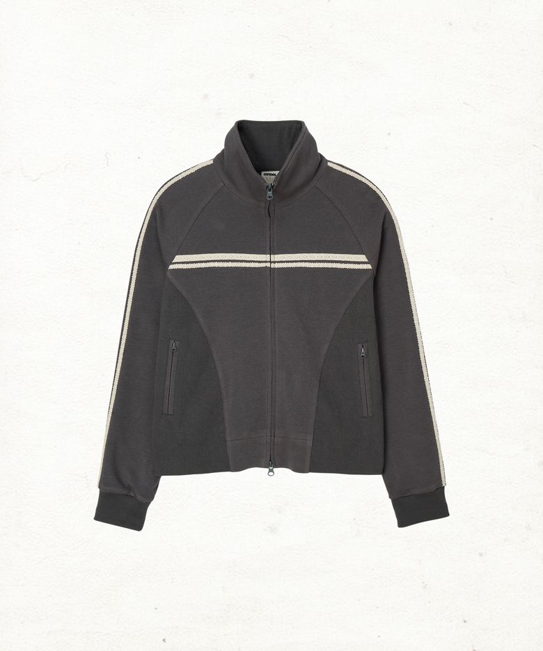 DD rib panel track jacket (CHARCOAL)