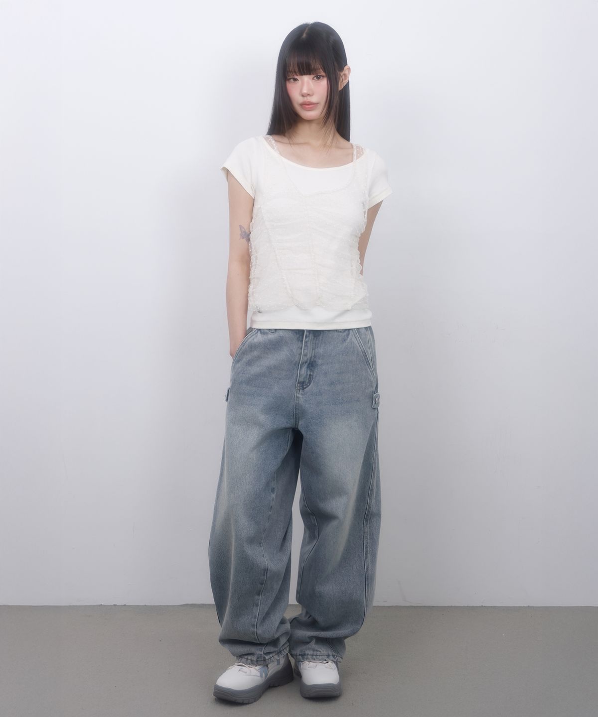 엘엠알(LMR) 투웨이 벌룬 워싱 데님 팬츠 LIGHT BLUE