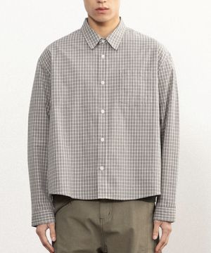 로우라인 크롭 체크셔츠 [포그 베이지]