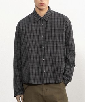 로우라인 크롭 체크셔츠 [모카블랙]