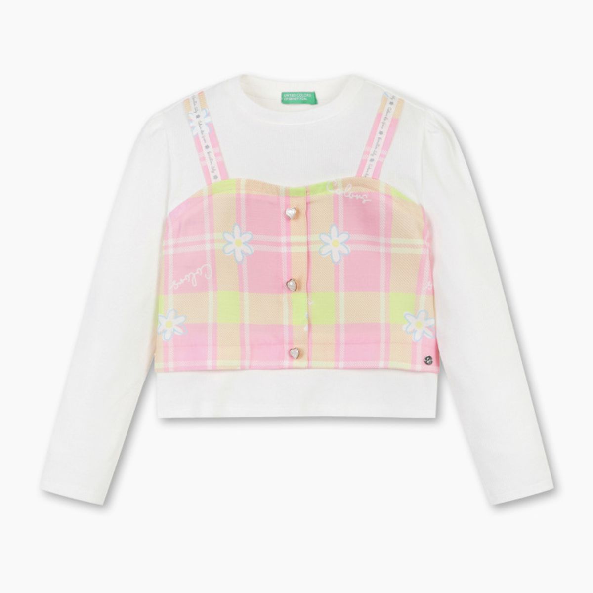 베네통키즈(BENETTONKIDS) 플라워 팝 레이어드 티셔츠_QATS11611IV