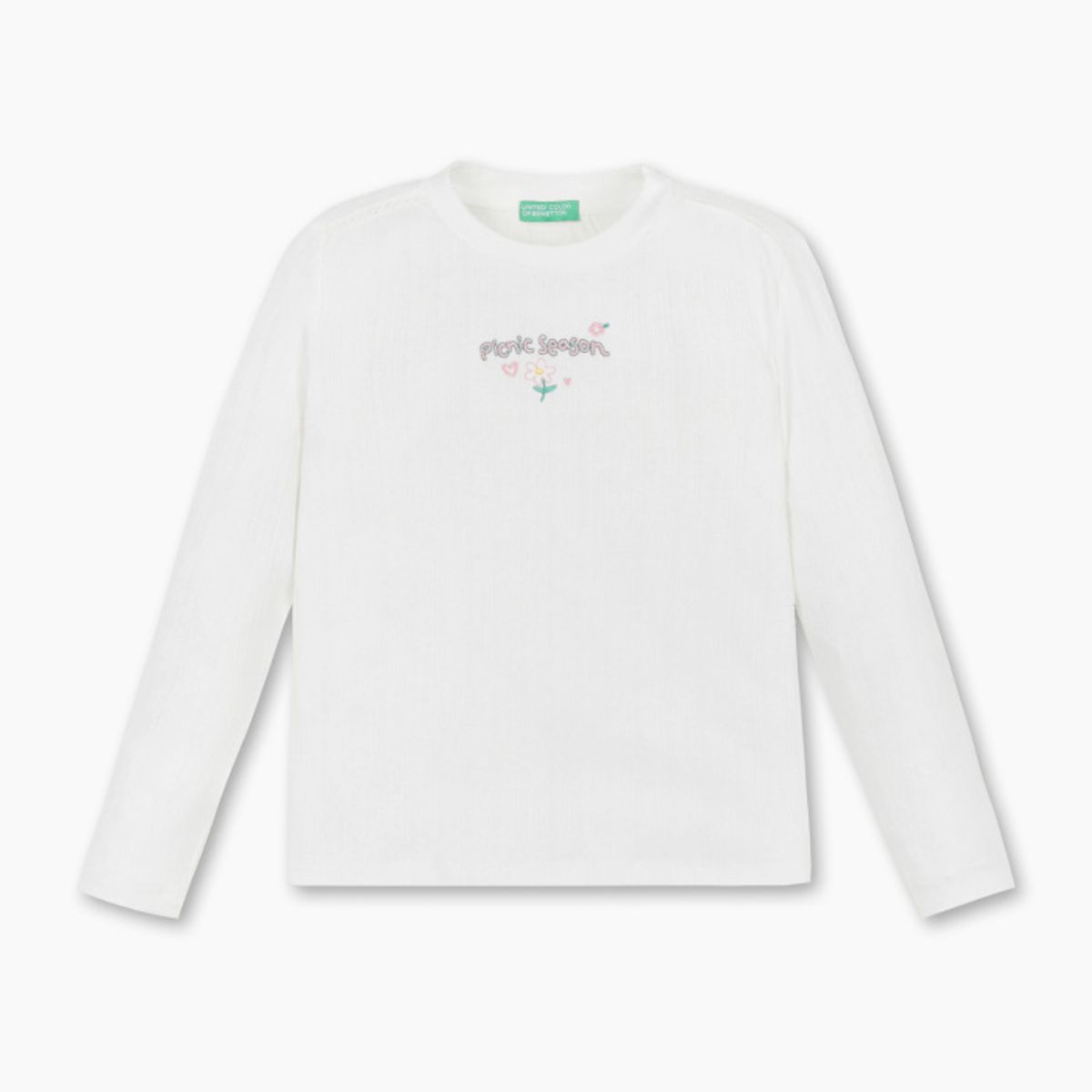 베네통키즈(BENETTONKIDS) 플라워 가든 골지 티셔츠_QATS07611IV