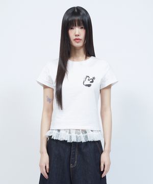 빈티지 플로럴 로고 슬림 반팔 티셔츠 WHITE