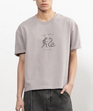 묘독 크롭 티셔츠 [워시드 그레이]