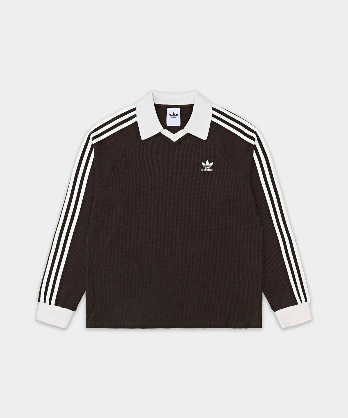 아디다스(ADIDAS) 와플 롱 슬리브 폴로 티 - 다크브라운 / KQ6868