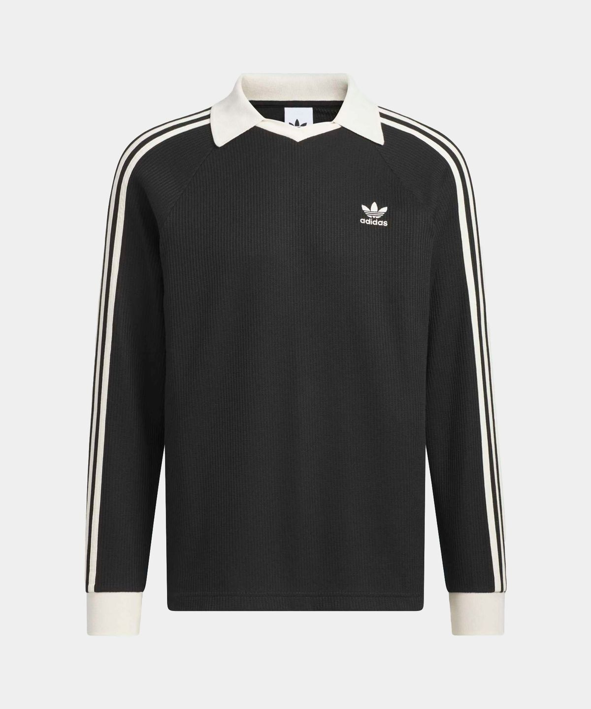 아디다스(ADIDAS) 와플 롱 슬리브 폴로 티 - 블랙 / KQ6866