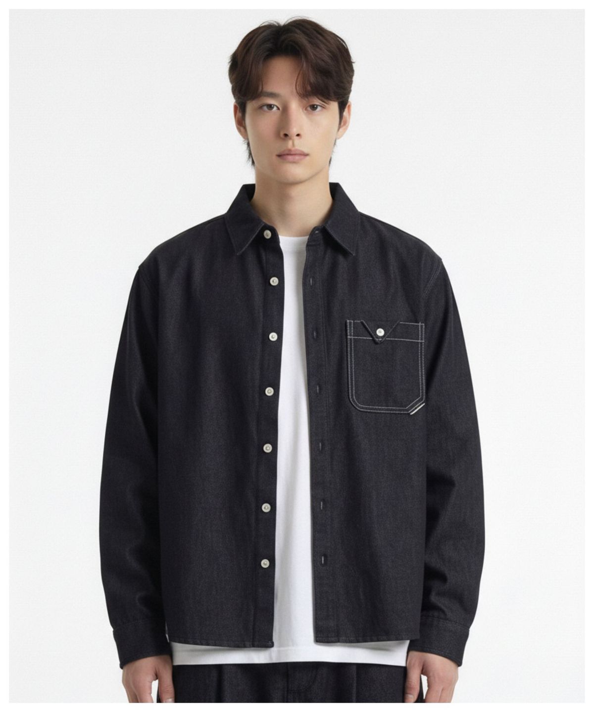 더블제이디(DOUBLE JD) 생지 포켓 긴팔 셔츠