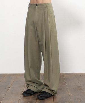 워시드 코튼 도비 팬츠 [라이트 올리브]