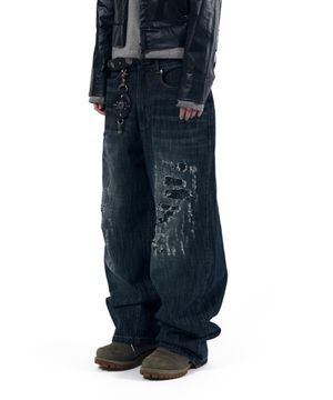 Scratched Denim Pants (Indigo)