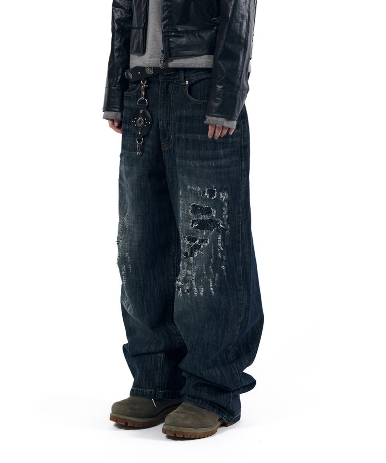 Scratched Denim Pants (Indigo)