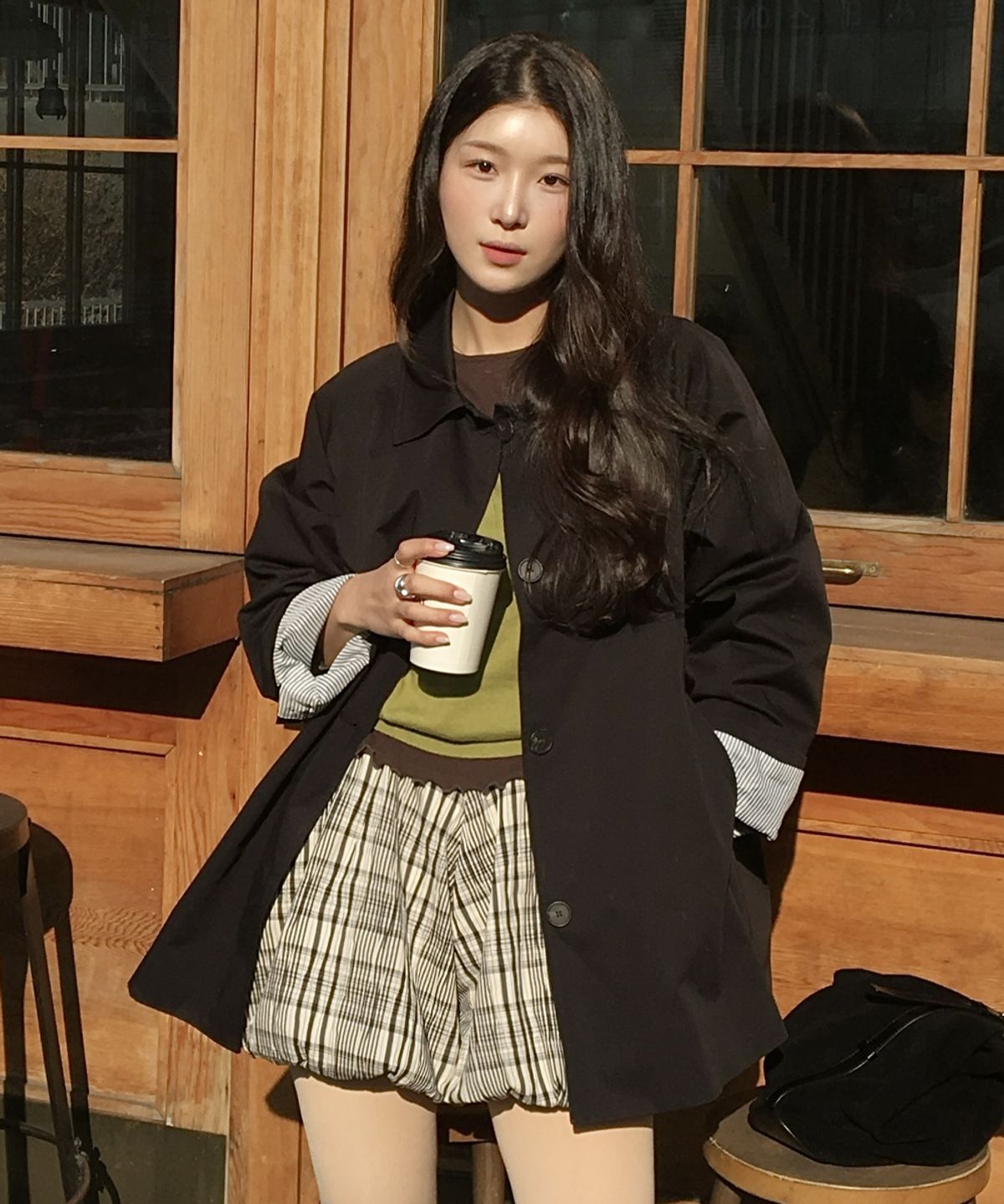 웬즈데이오아시스 포 우먼(WEDNESDAYOASISFORWOMEN) [아틀리에 에디션] 하프 코튼 트렌치 코트_BLACK(W26OT02)