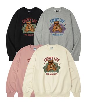 Chewy Life Bear 오버핏 맨투맨_4 COL (크롭/기본)