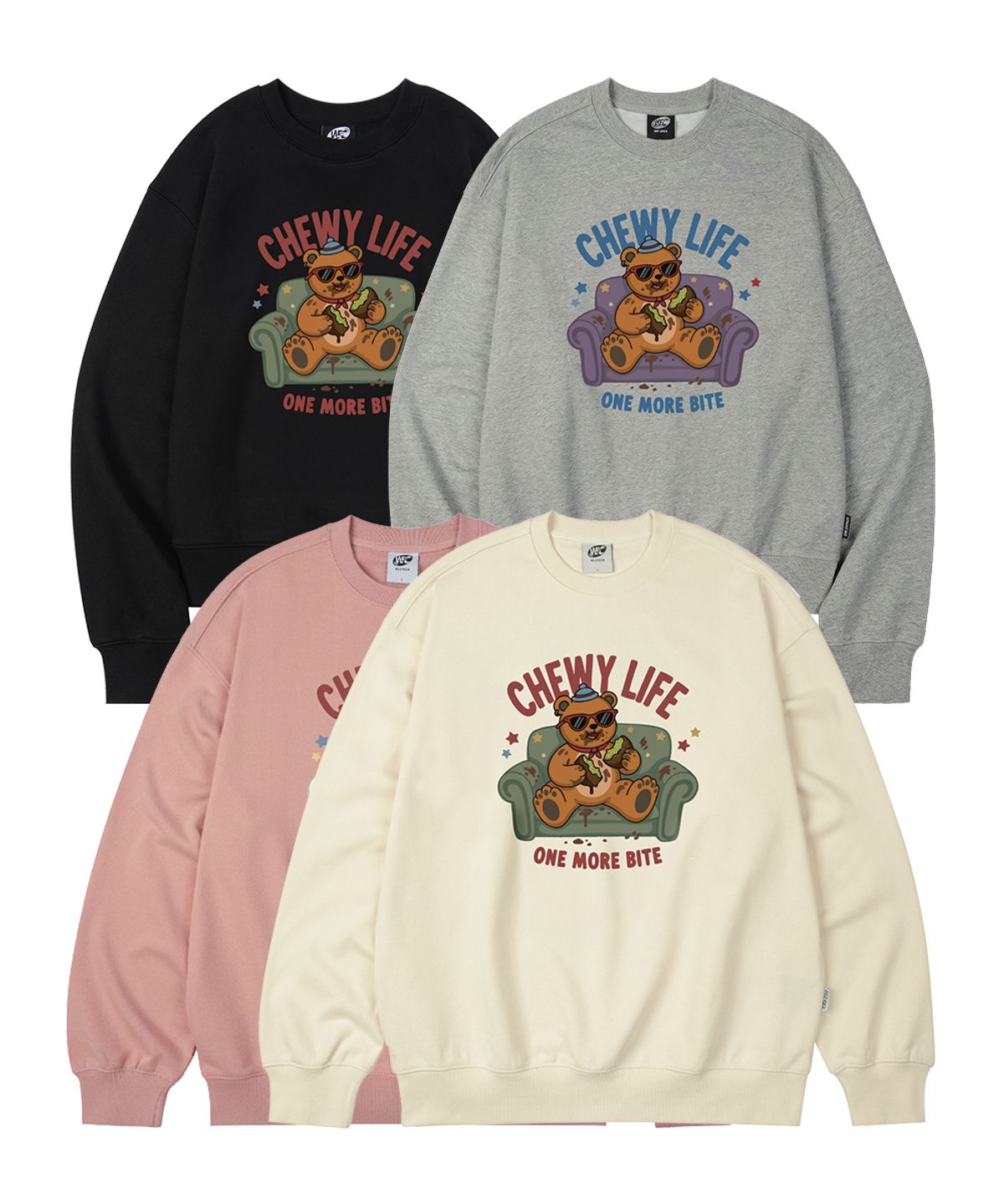 와일드락(WILDROCK) Chewy Life Bear 오버핏 맨투맨_4 COL (크롭/기본)