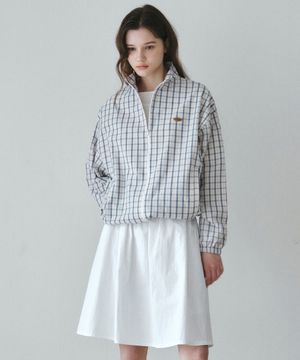 체크 하이넥 윈드 브레이커_BEIGE(W26OT06)