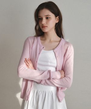 모모 헤어리 라운드 가디건_SOFT PINK(WC26KN40)