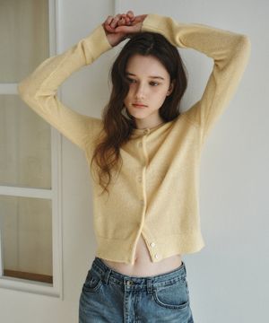 모모 헤어리 라운드 가디건_BUTTER YELLOW(WC26KN40)