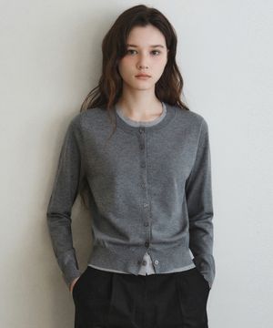 W/워셔블 더블 레이어드 라운드 가디건_GRAY(WC26KN28)