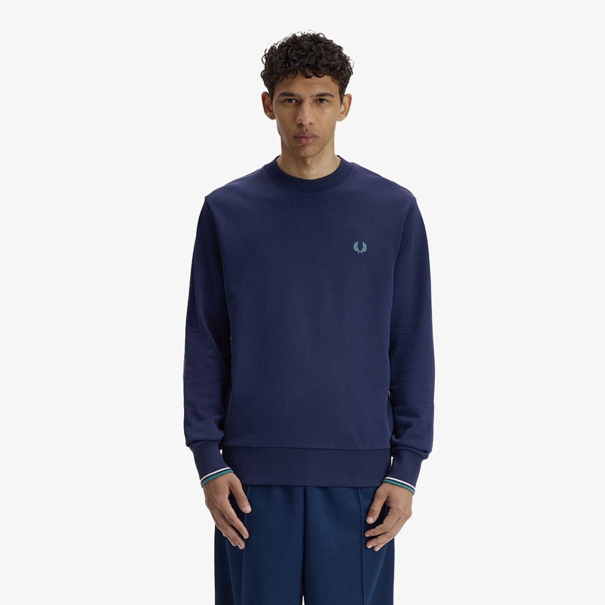 프레드페리(FRED PERRY) [Baseline] 크루넥 스웻셔츠 - 테니스블루/스노우화이트/딥민트 AFPM2617535-86A