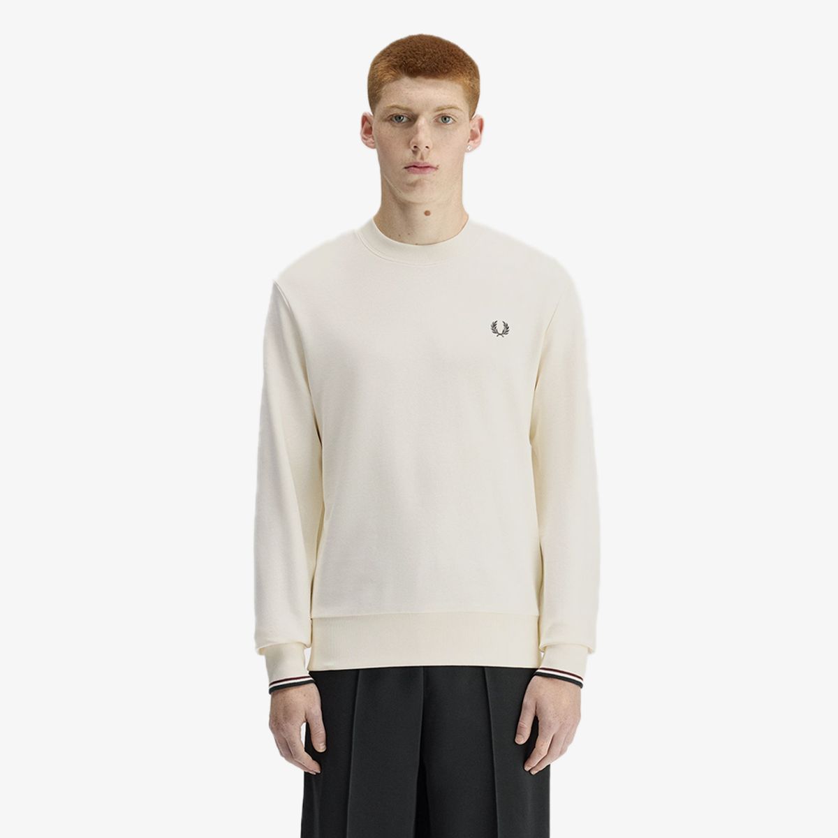 프레드페리(FRED PERRY) [Baseline] 크루넥 스웻셔츠 - 에크루/옥스블러드/그래스루츠 AFPM2617535-84A