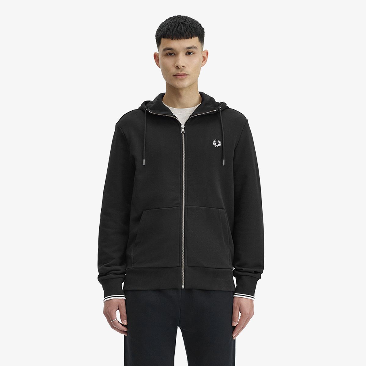 프레드페리(FRED PERRY) [Sport] 후드 집스루 스웻셔츠 - 블랙 AFPM2G97536-198