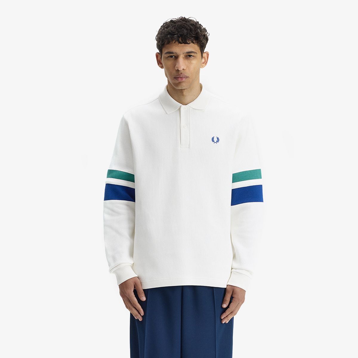 프레드페리(FRED PERRY) [Sport] 팁 슬리브 칼라드 스웻셔츠 - 스노우 화이트 AFPM2612416-129