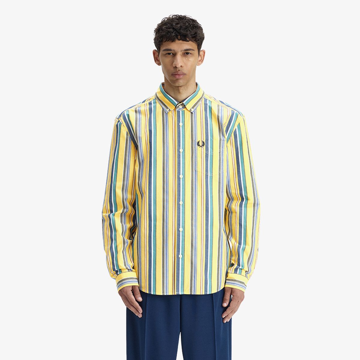 프레드페리(FRED PERRY) [Sport] 릴랙스드 스트라이프 셔츠 - 레몬 발리 AFPM2612432-26A