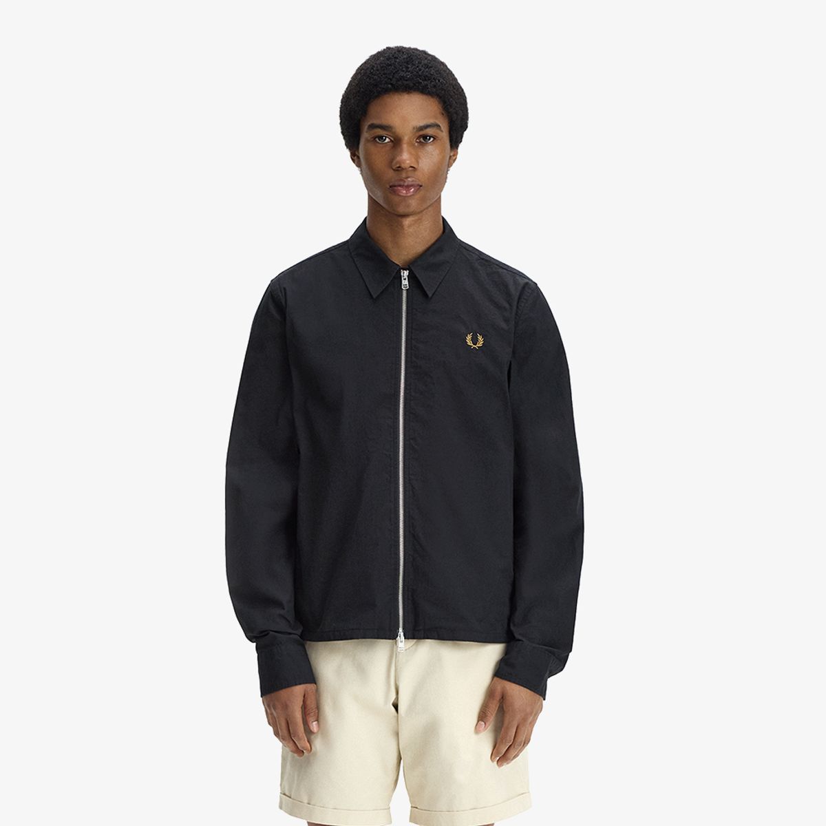 프레드페리(FRED PERRY) [Sharp] 시어서커 집 스루 오버셔츠 - 블랙 AFPM2612428-102