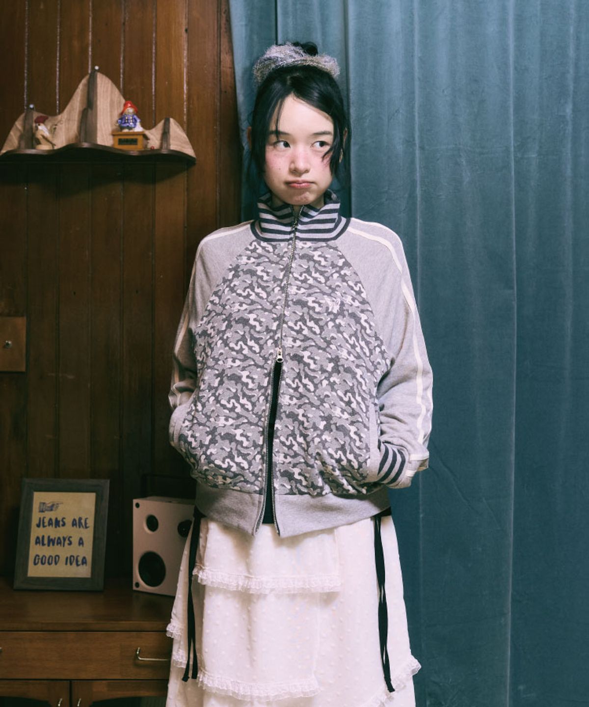 구월십일(GUWOLSIBIL) MILITARY RAGLAN ZIP-UP MELANGE GREY