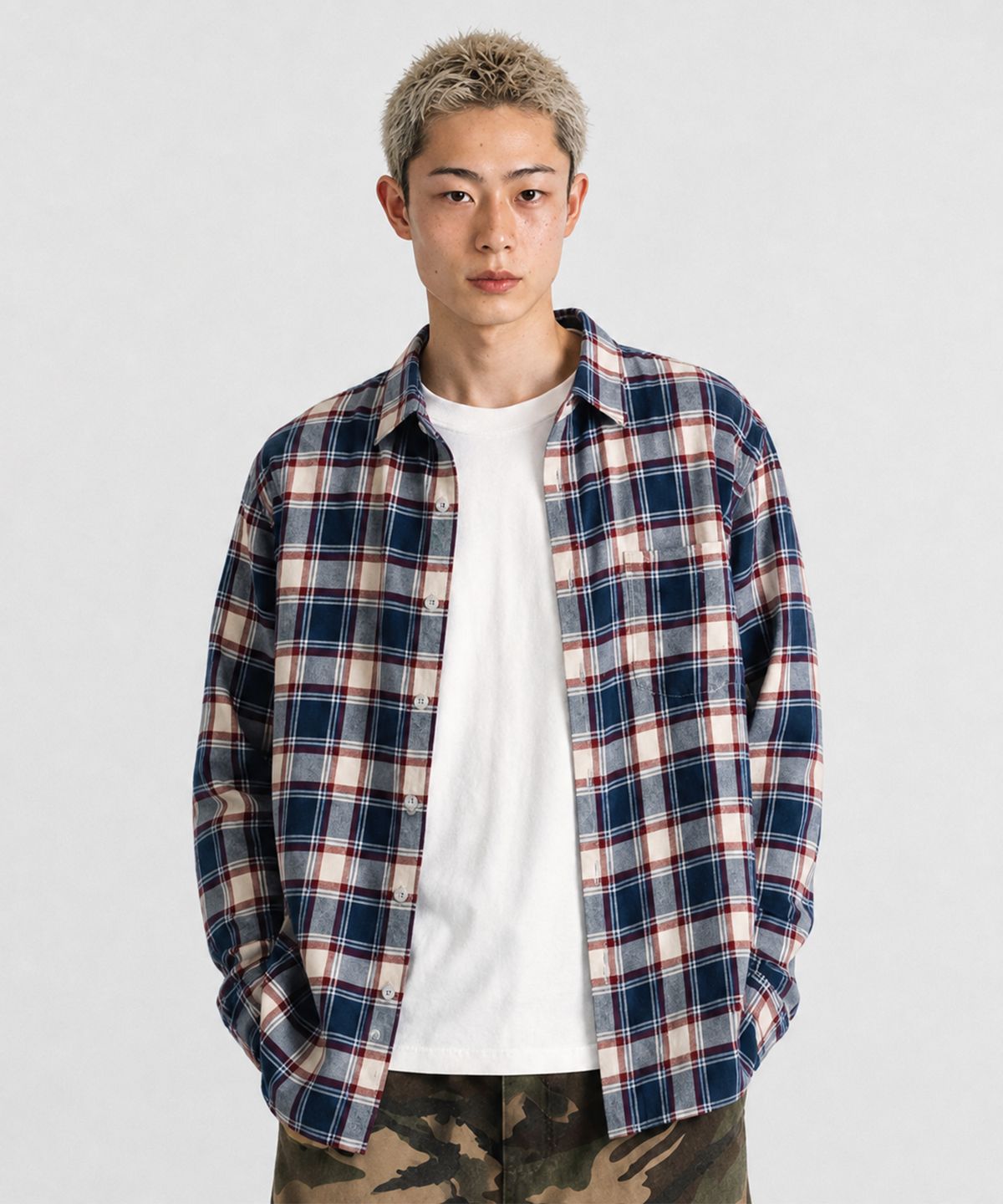 큐티에잇 가먼츠(QT8 GARMENTS) LB Rustic Core Flannel Check Shirt (Blue)