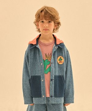 킹브로콜리 스트라이프 데님 자켓_인디고