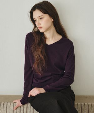 소프트 린 브이넥 니트_PURPLE(WC26KN13)