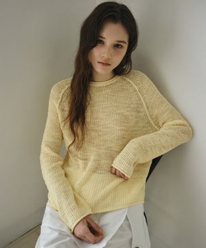 부클 슬라브 레글런 니트_BUTTER YELLOW(WC26KN05)