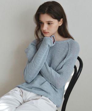 부클 슬라브 레글런 니트_SKY BLUE(WC26KN05)