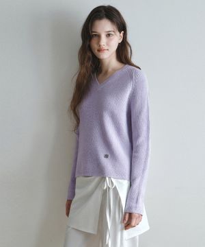 이지 하찌 브이넥 니트_LIGHT PURPLE(WC26KN06)